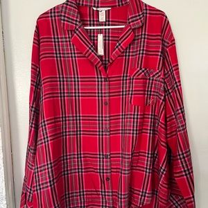 NWT Victoria’s Secret plaid flannel button down pajama